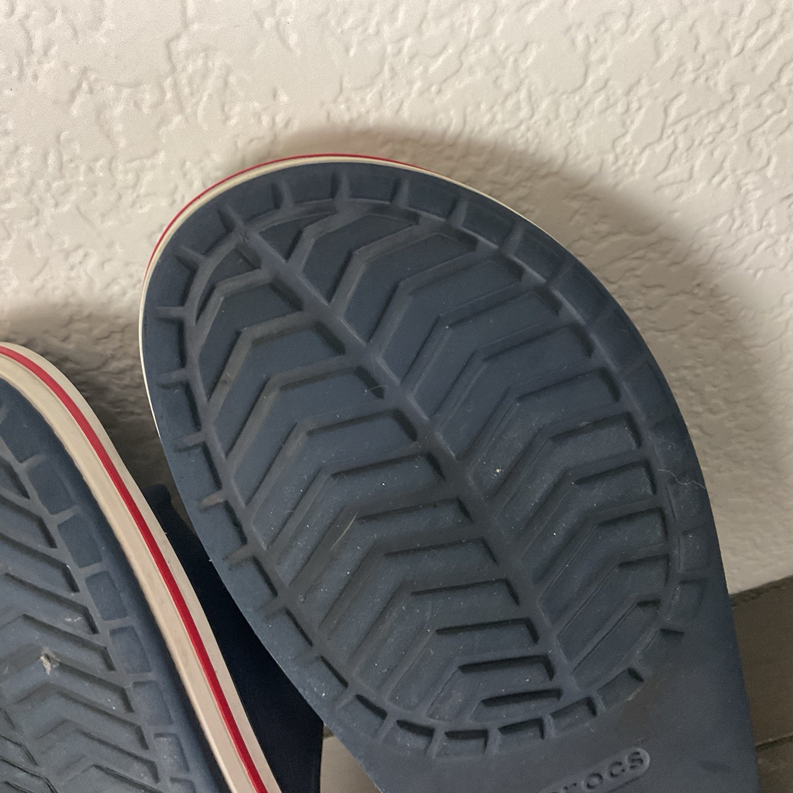 Crocs Slides Navy Blue With Red/White Bayaband Comfort Slip On Shoes US Sz 8/10