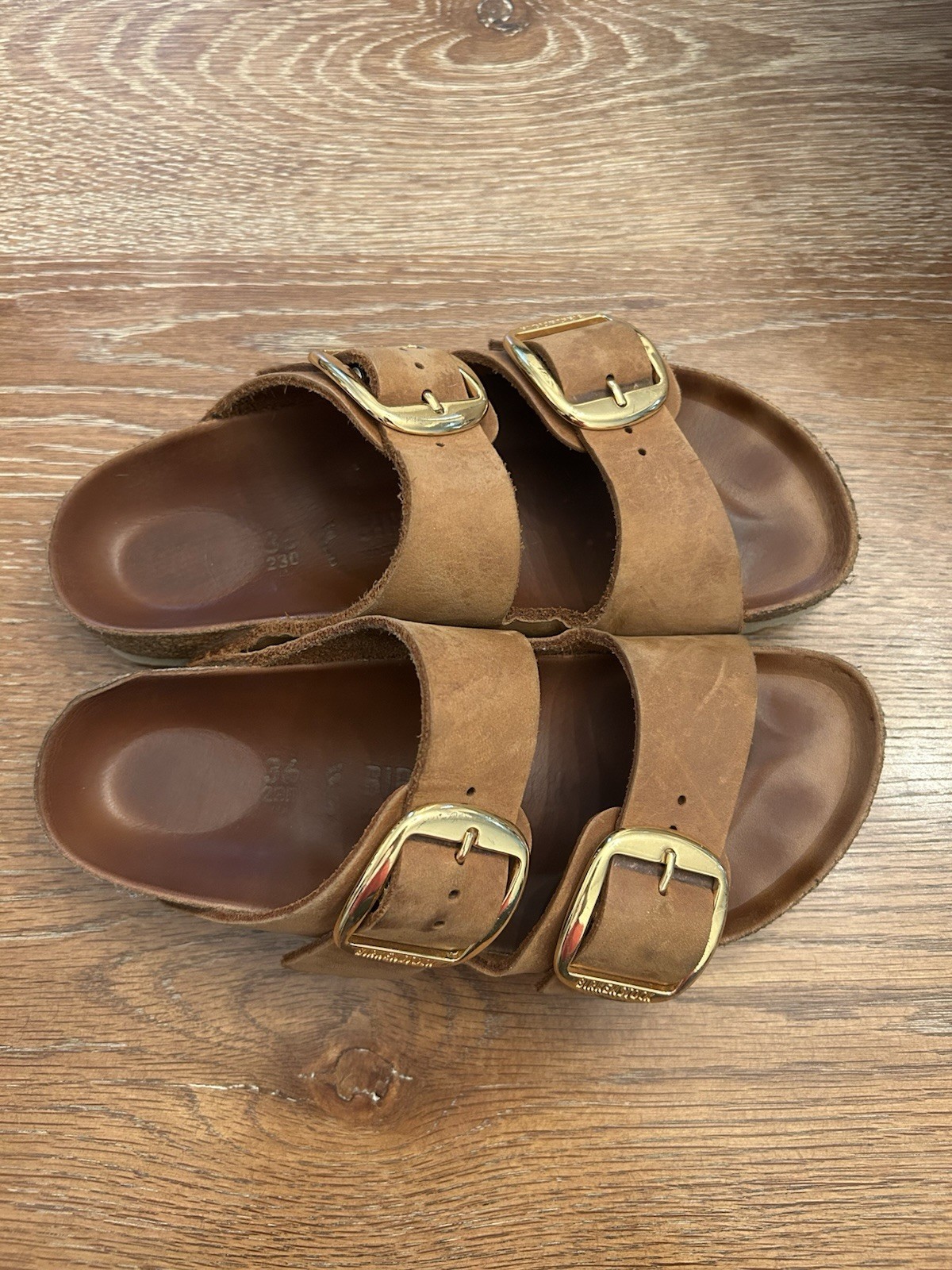 BIRKENSTOCK WOMEN’S BIG BUCKLE CANVAS SANDALS COGNAC EU 36 US 5/5.5