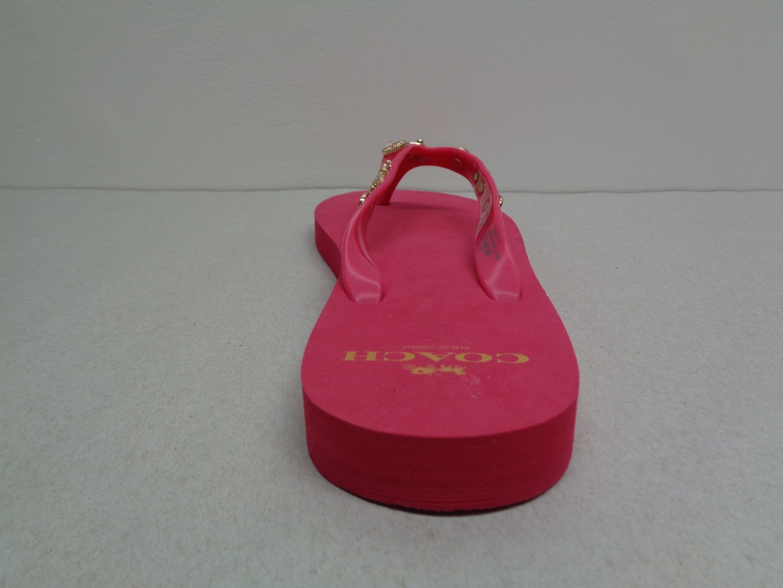 Coach Size 6 M ALYSSA CHARMS Dahlia Pink Flip Flop Sandals New Womens Shoes