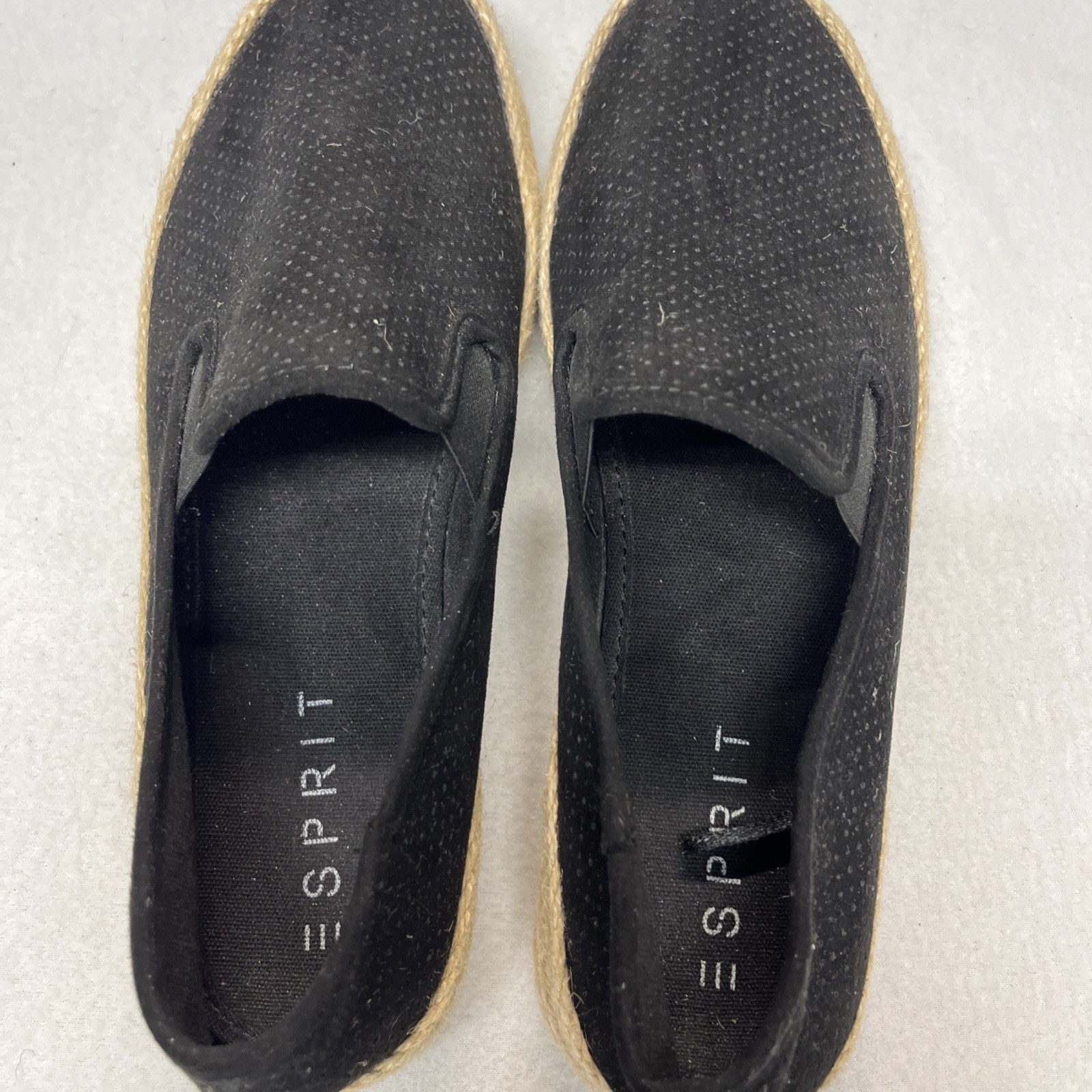 Esprit Nadine Espadrille Flats US 9M Black Faux Suede Textile Uppers Casual Shoe