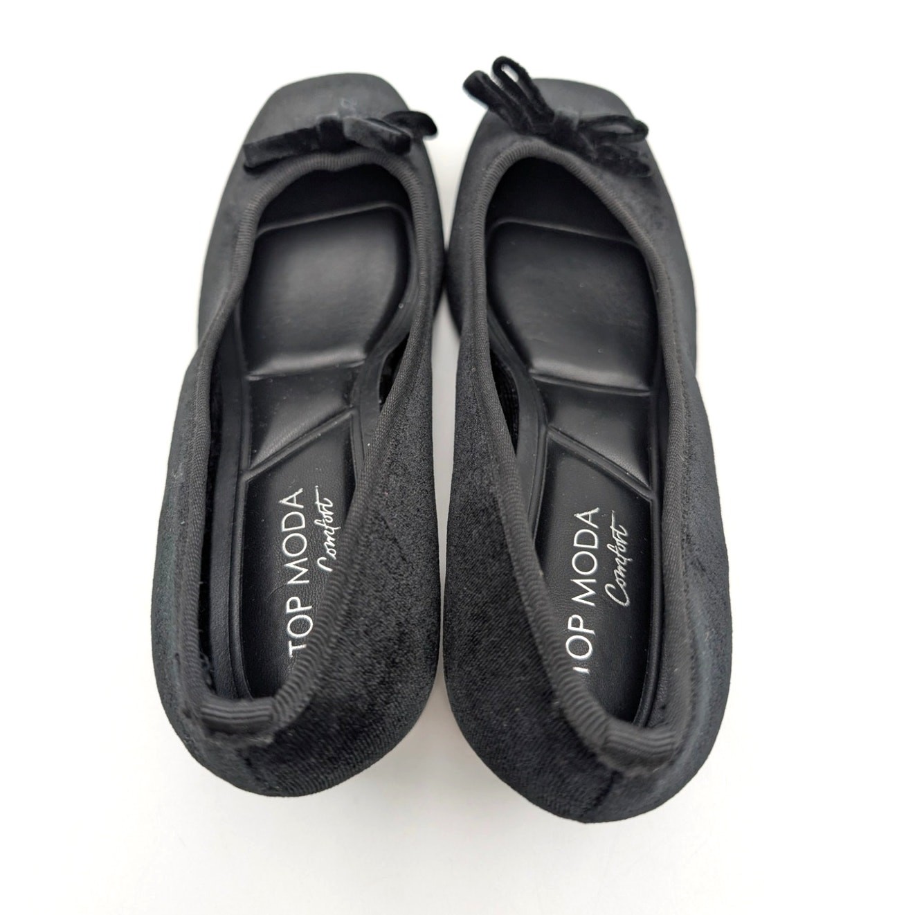Top Moda Elba Square Toe Heel Pump Velvet Bow Front Womens Black Size US8 EU39