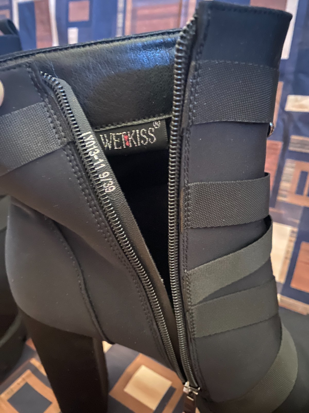 WETKISS Black Chunky High Heeled Platform/Combat Ankle Boots Size 9