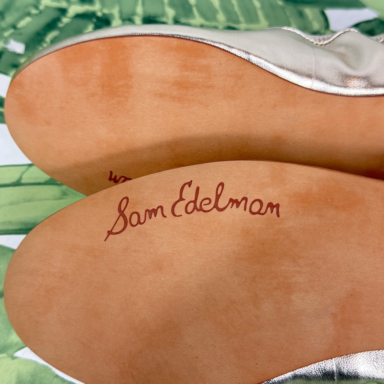 SAM EDELMAN NEW Felicia Jute Metallic Leather Ballet Flat