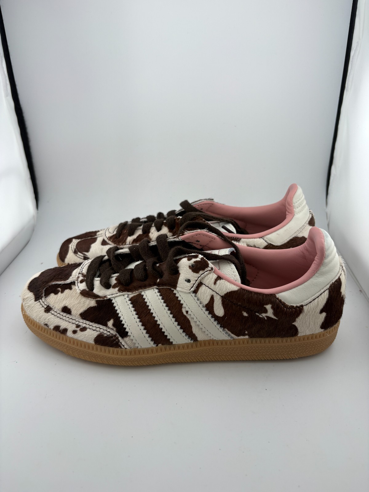 WORN adidas Samba OG Cow Print JR1256 Size 7W NO BOX