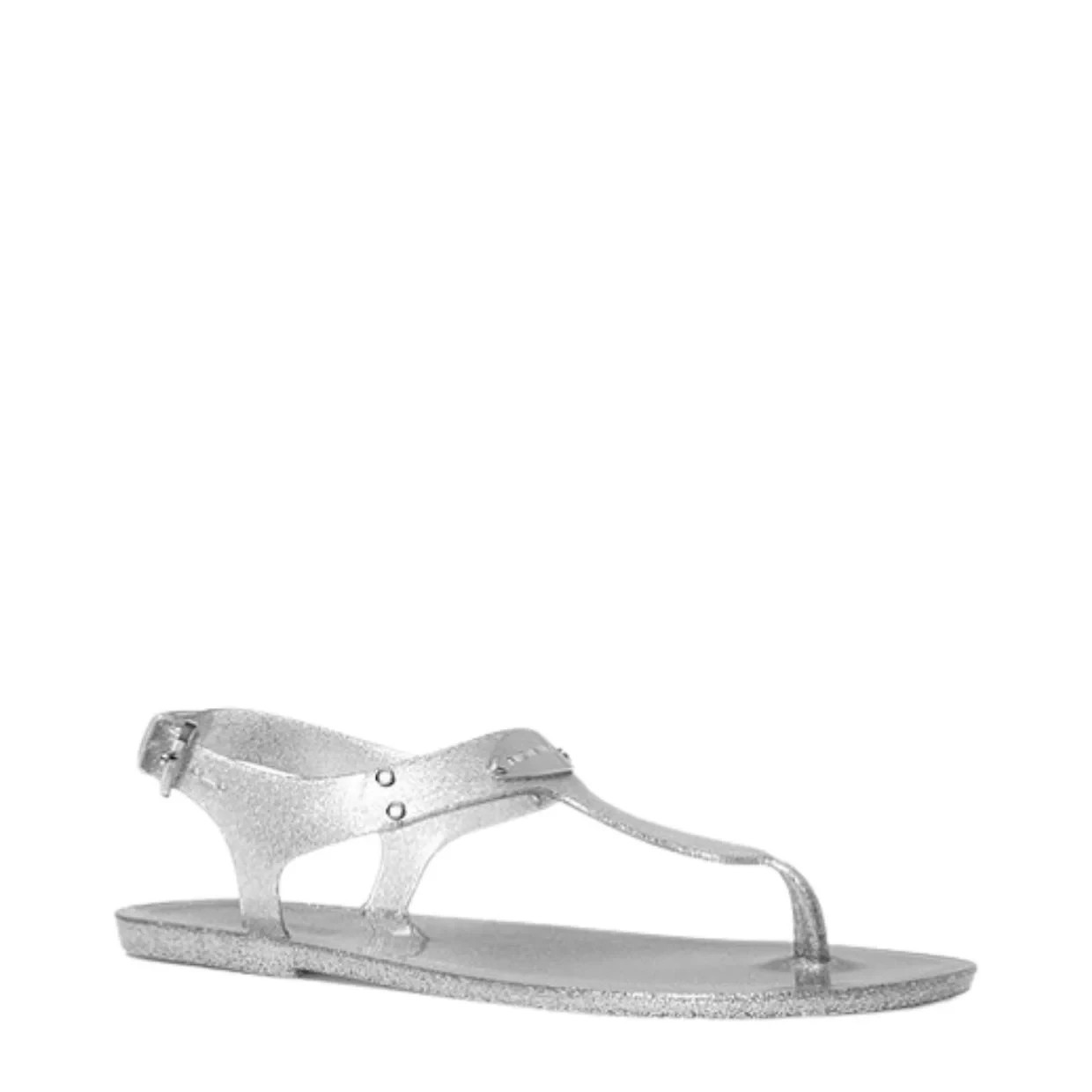 MICHAEL KORS MK PLATE ICONIC GLITTER JELLY PVC LOGO THONGS 11 I LOVE SHOES