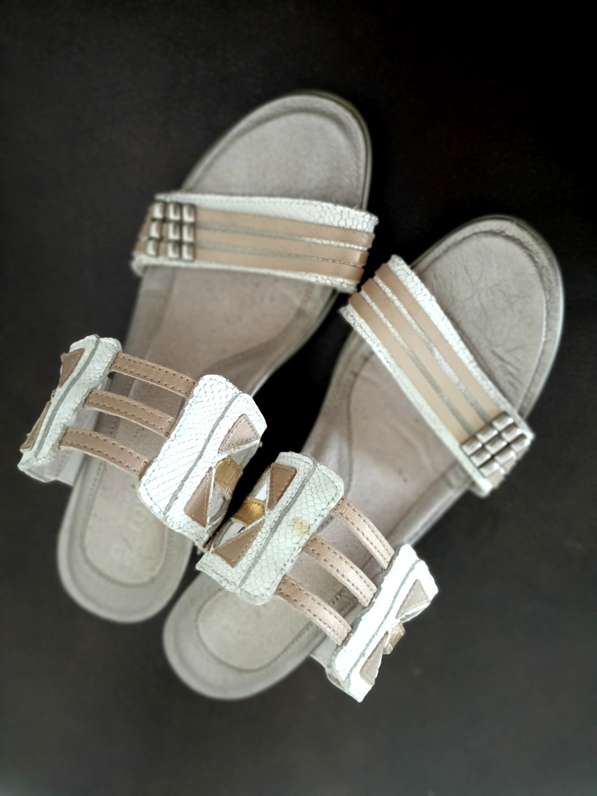 Naot Afrodita Heeled Leather Sandals Size EUR 38, US 7.5 White Gold