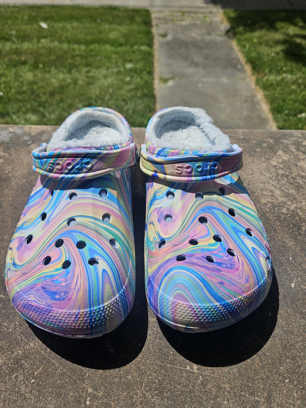 Crocs Baya Lined Printed Clogs – Marbled Swirl Multi-Color (Men 8 / Women 10)