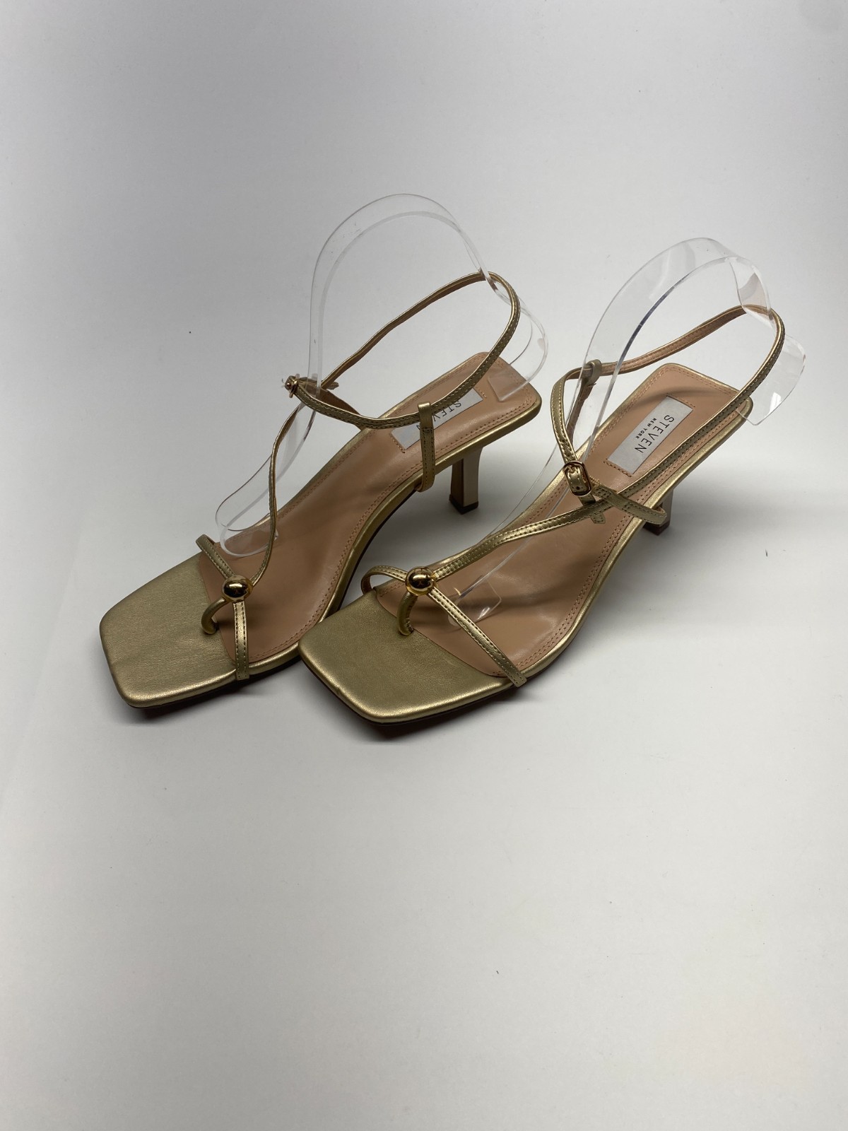 Steven New York Women’s Gold Strap Tamila Heel Sandal Sz 10