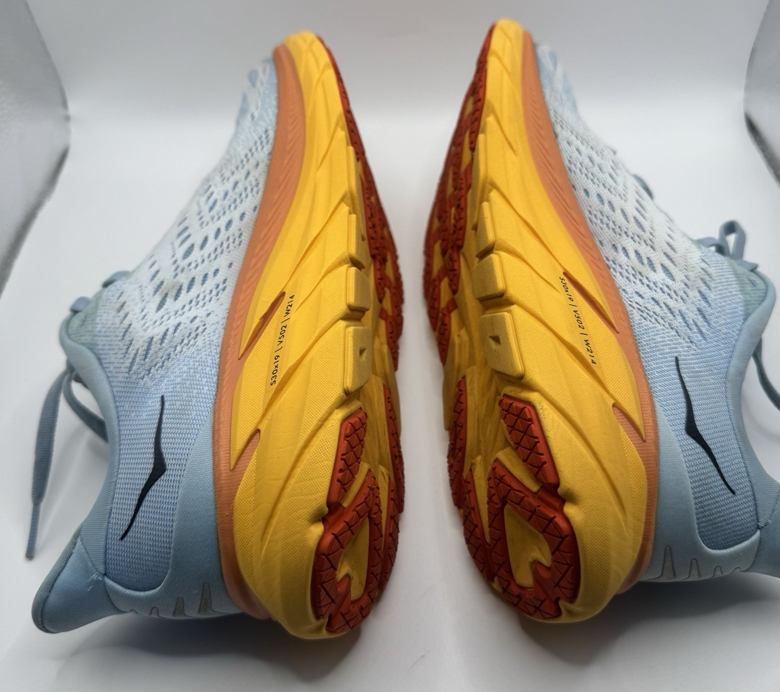 HOKA Clifton 8 Women’s Running Shoes L. Blue Orange Yellow Sneakers Size 7B US