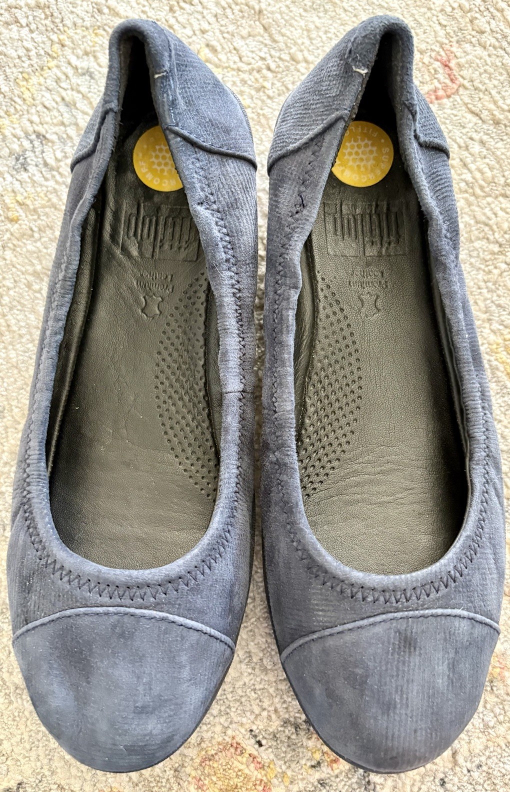 Fit Flop 2 Women’s Casual Cap-Toe Ballet Flats Navy Leather EU 36.5 US 6