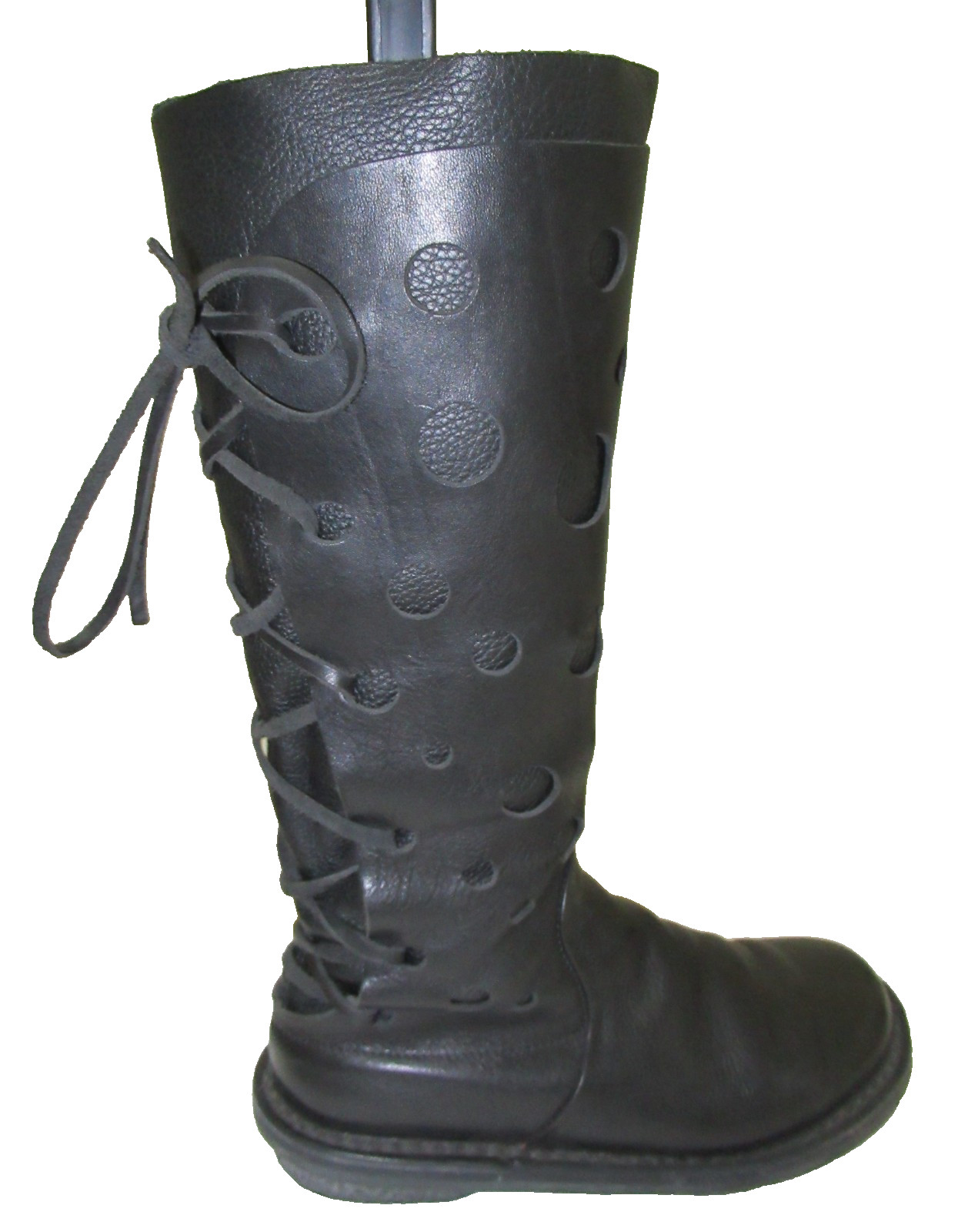 From Germany: TRIPPEN Black Leather Tall Boots w/Round Perforations, 37 (6 1/2)