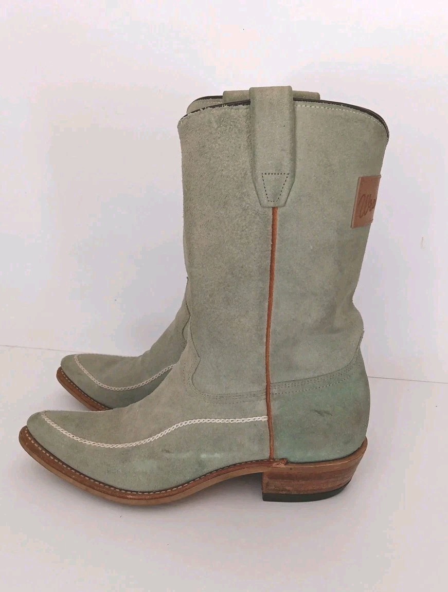 Vintage Wrangler Suede Boots Size 6 Womens Mint Green Western