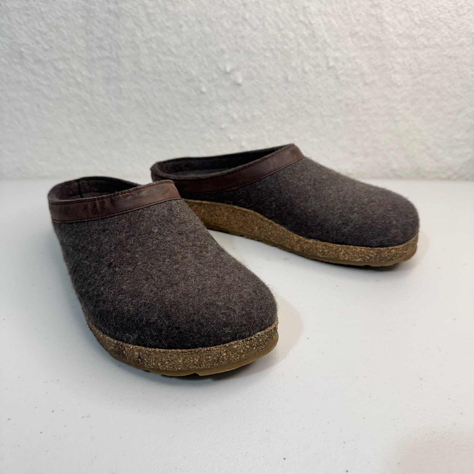 Haflinger Clog Grizzly Torben Anthracite Pure Wool Felt Supportive Cork-Latex 41