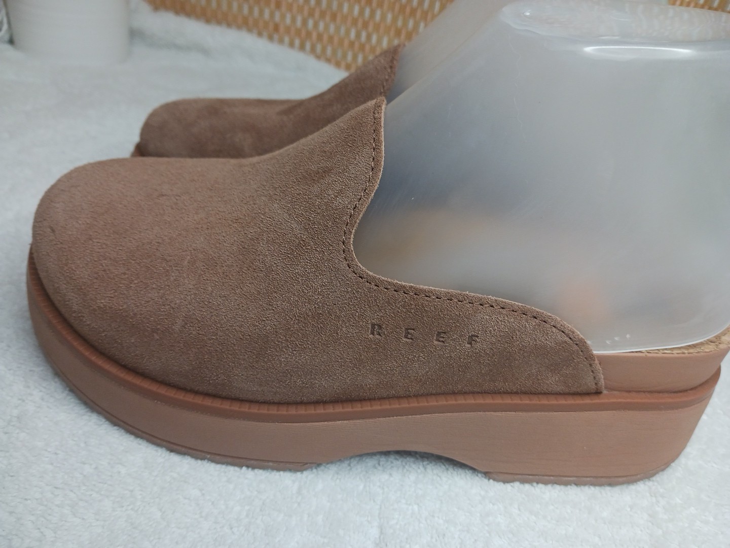 REEF Vista Skye Comfort Clogs Brown Suede Leather Closed Toe Women US 6 EU 36