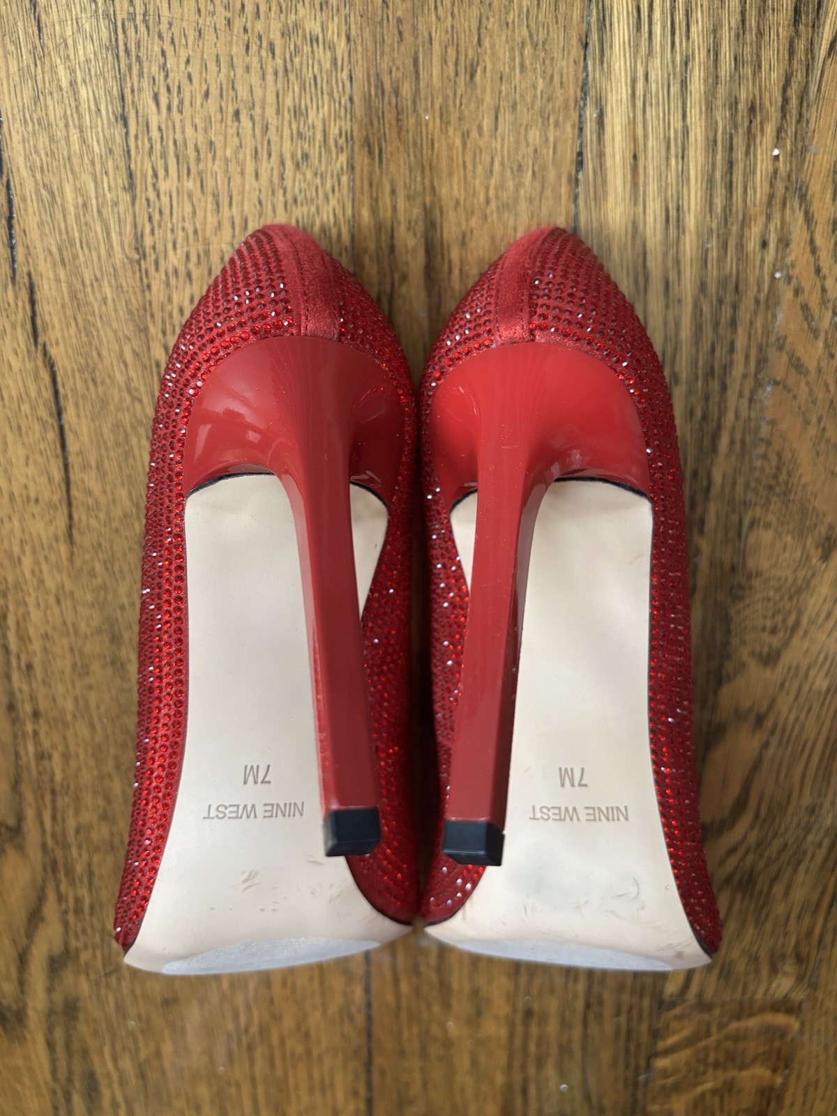 Nine West Red Rhinestone Crystal Heels. Size 7. Never worn.
