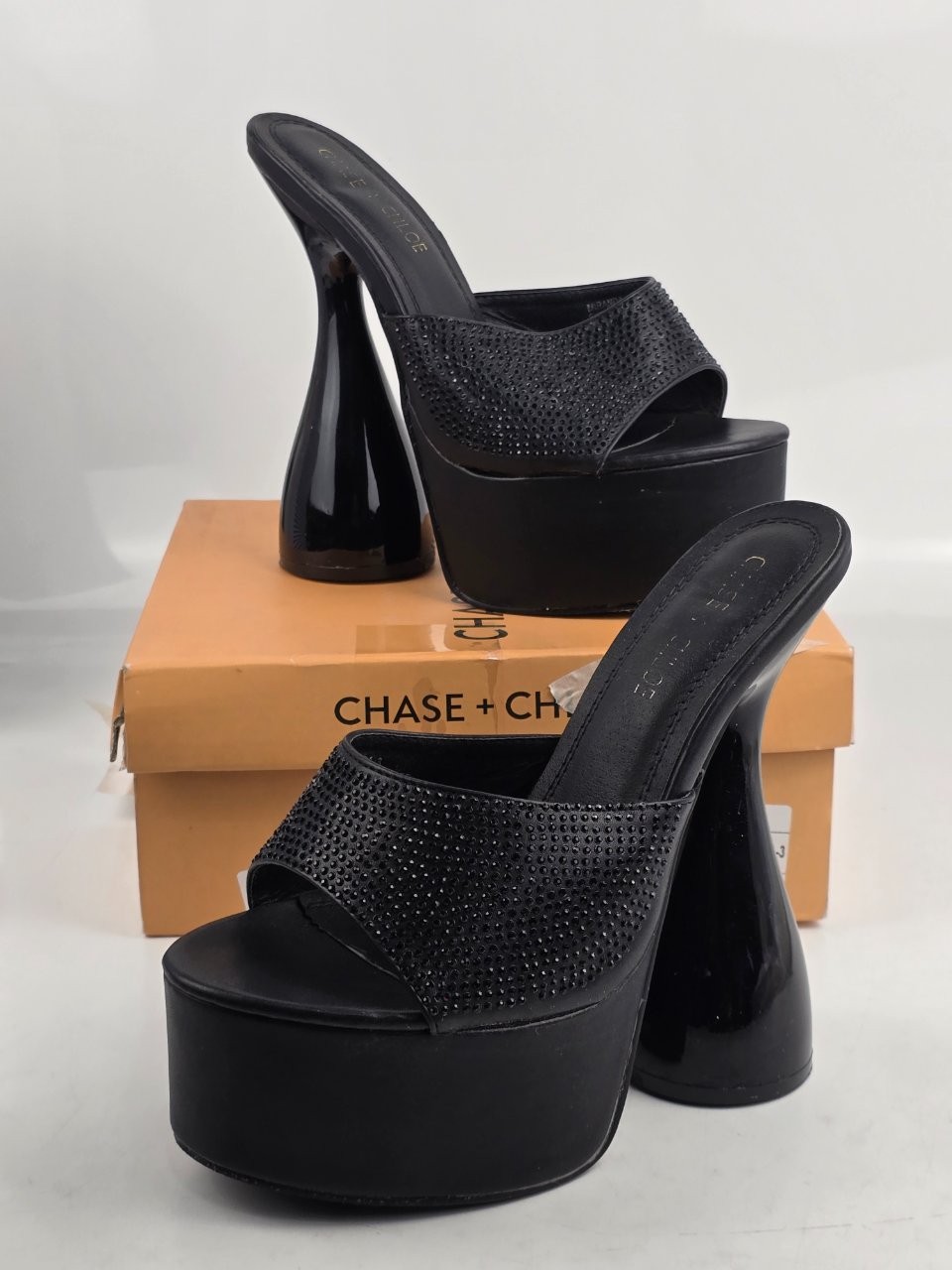 Chase Chloe Miranda-3 Women’s Black Platform Sandals US Size 8