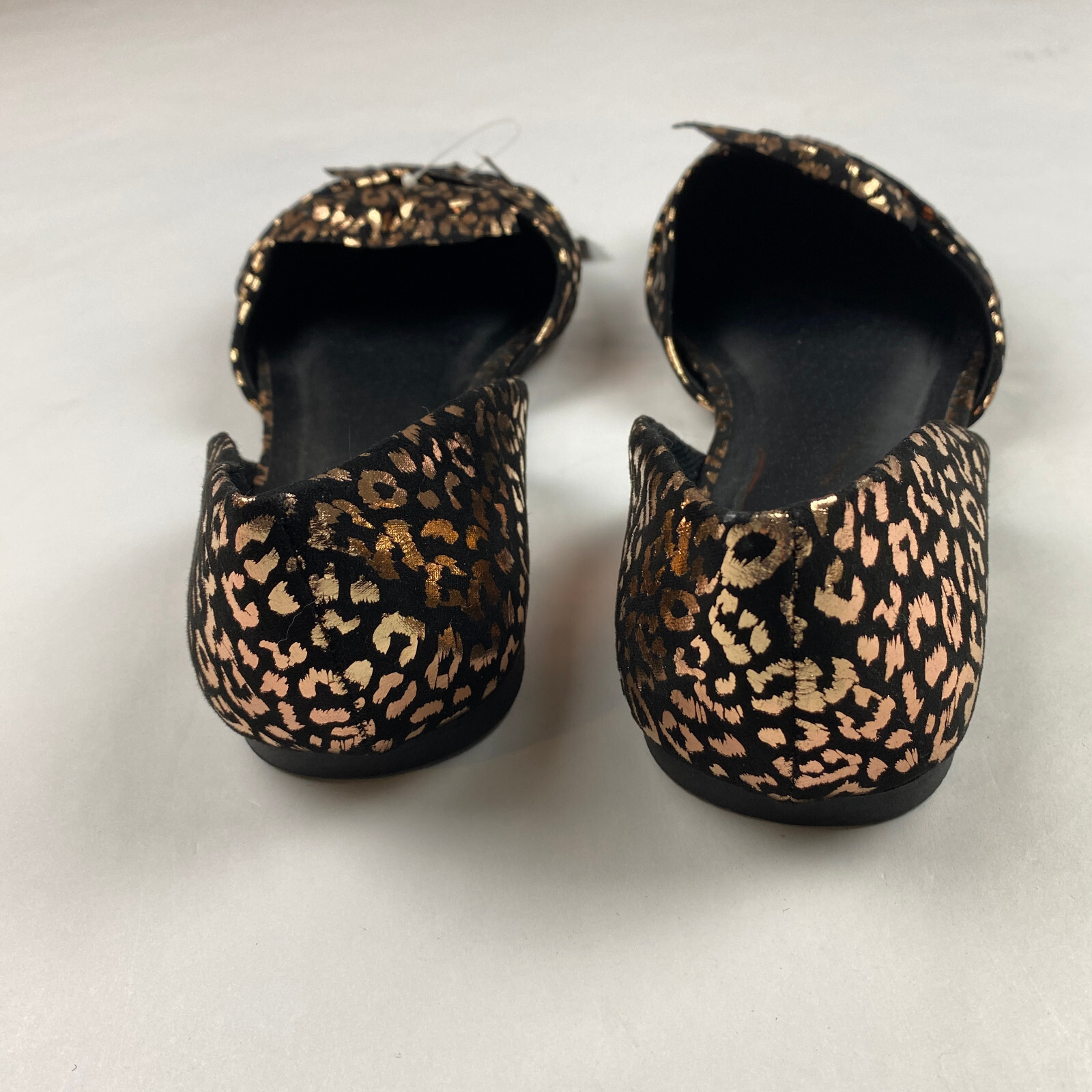 NWT Torrid Flats Black Metallic Gold Bow Leopard Print Shoes Women’s Size 8WW