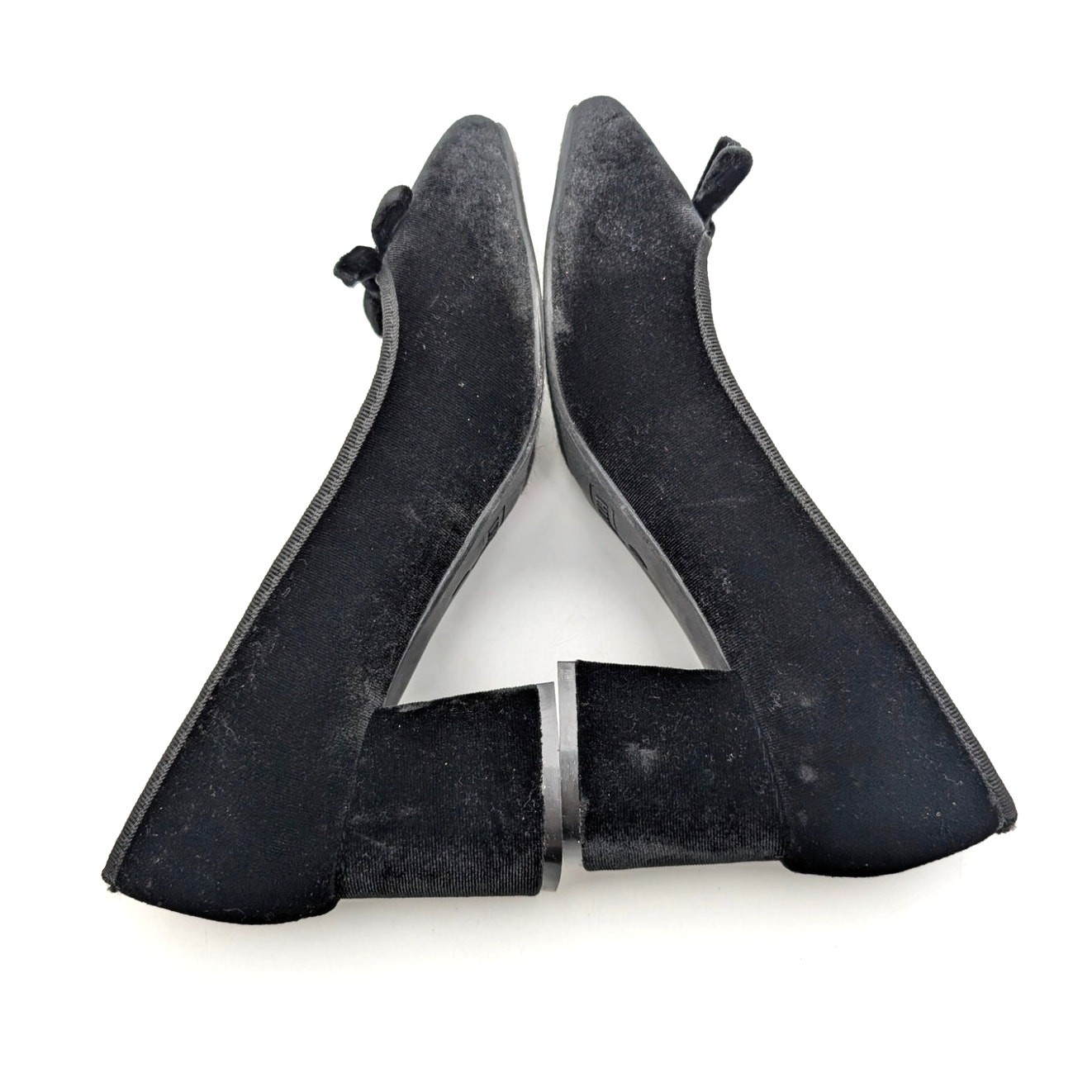Top Moda Elba Square Toe Heel Pump Velvet Bow Front Womens Black Size US8 EU39