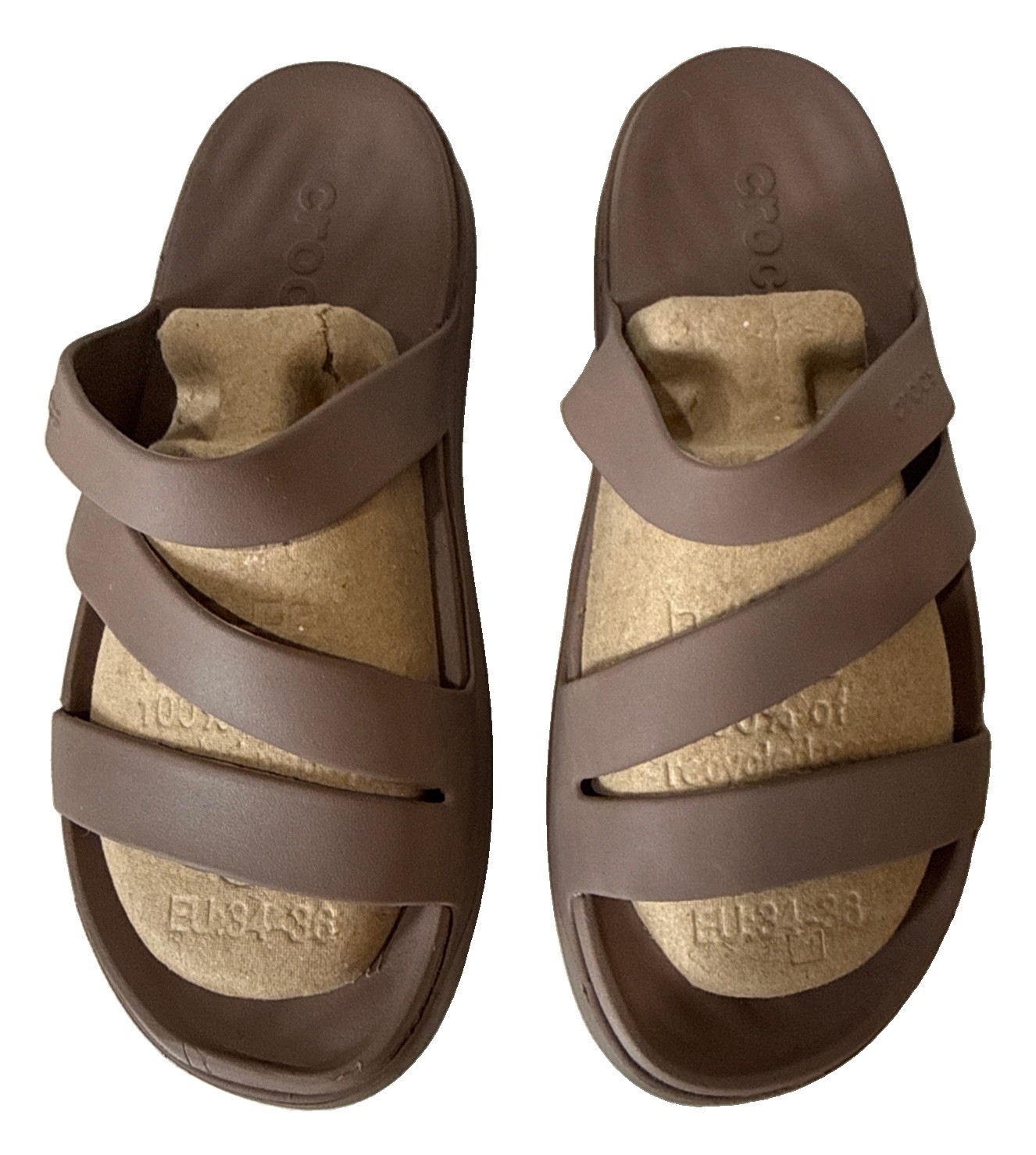 Crocs Getaway Strappy Sandal Women Sz 9 Lightweight 1.3in Platform Truffle Brown