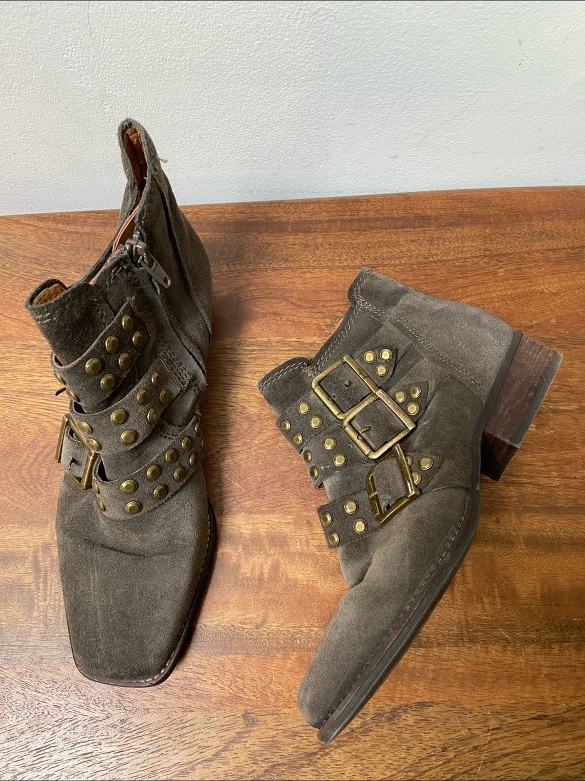 Zodiac Adele Suede Studded Buckle Ankle Boots