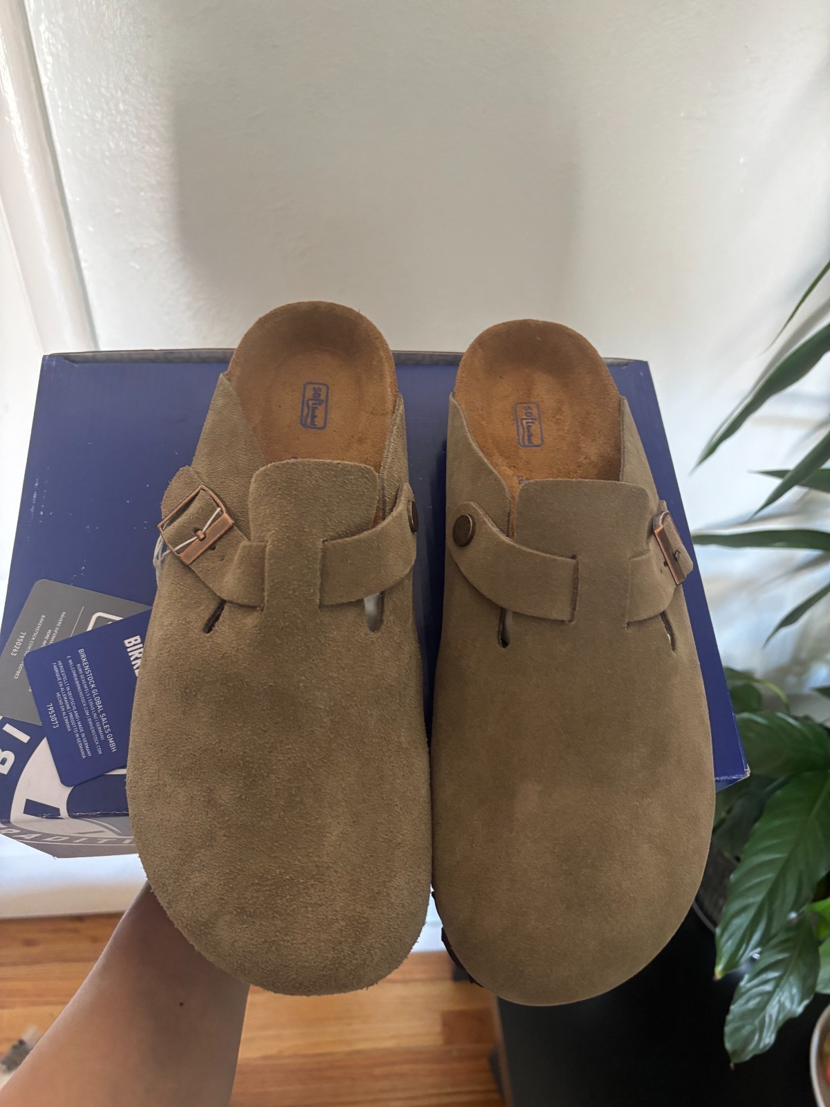 Birkenstock Boston Soft Footbed Taupe Suede Leather Unisex’s Clog Shoes