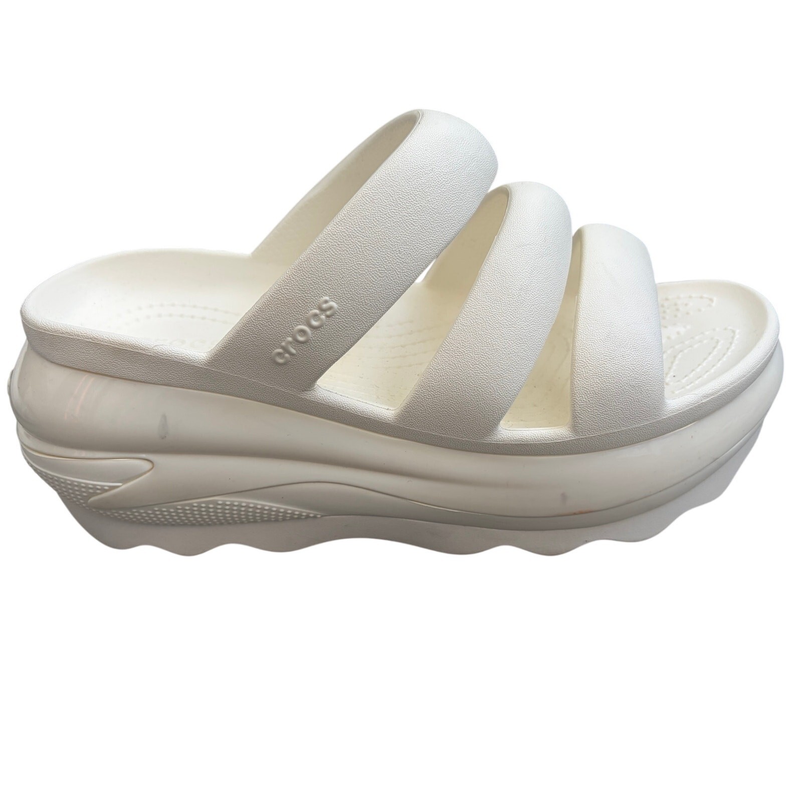 Crocs White Mega Crush Triple Strap Sandal Women’s Sz 10