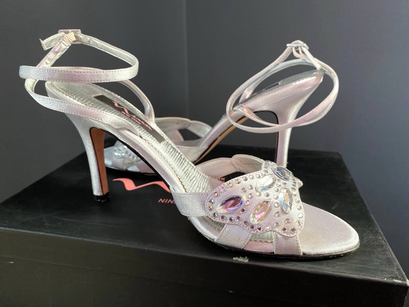 Nina Strappy Open Toe Heel Virtue Silver Jewels Royal 8M Wedding Birthday