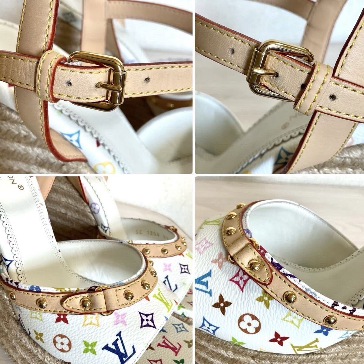 Rare Louis Vuitton Takashi Murakami Helios Sandals Monogram Multicolor 37 Heel