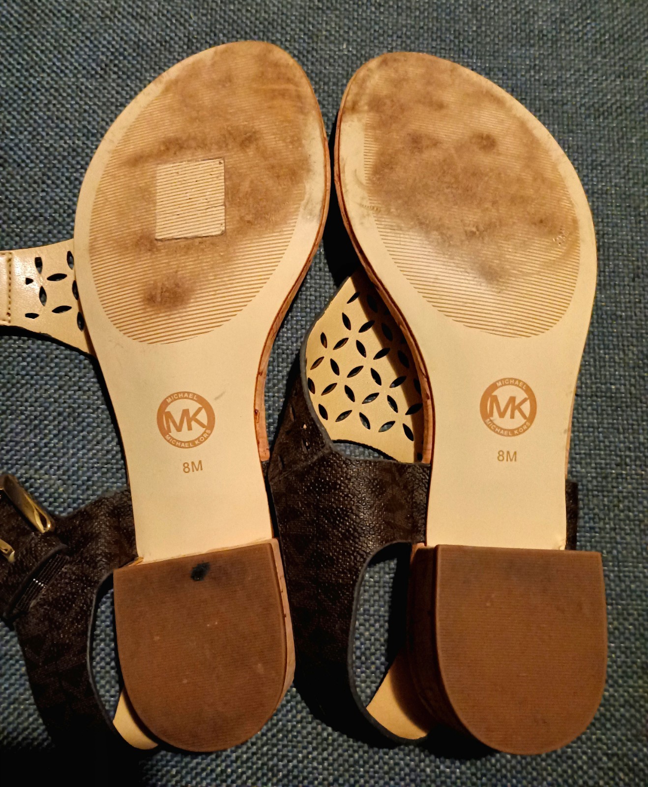 MICHAEL Michael Kors Women’s Black Thong Sandals Ankle Strap Buckle Cork US 8
