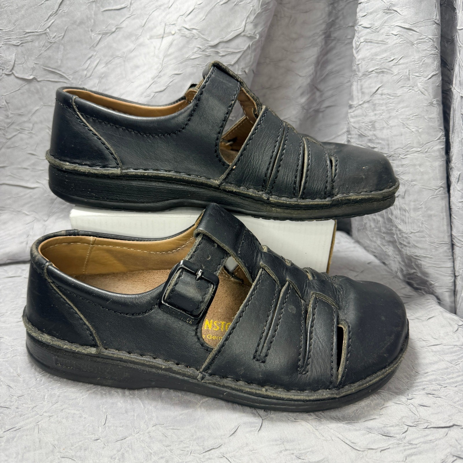Birkenstock Madeira Black Leather Fisherman Shoes Buckle EU 37 US 6-6.5 Germany
