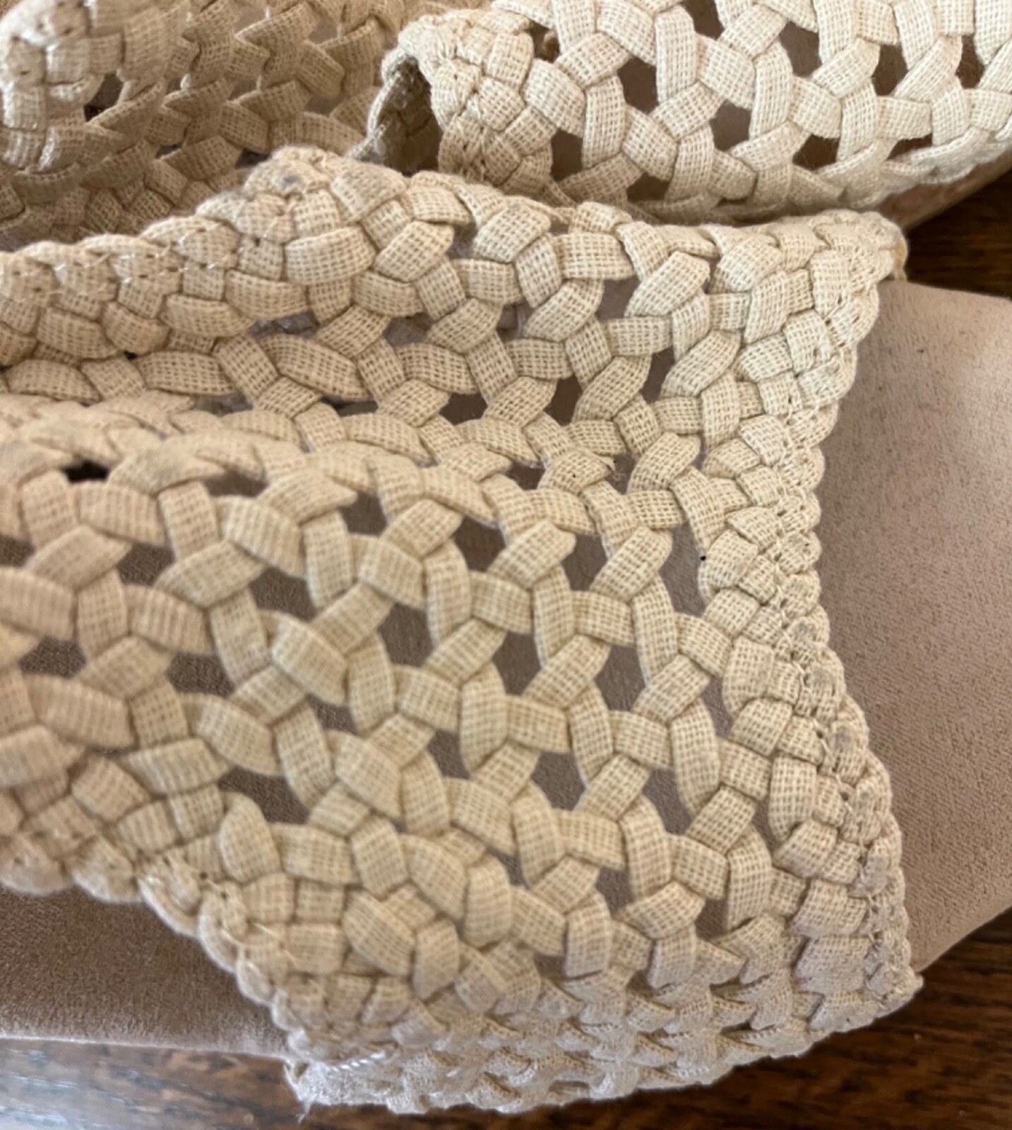 Sugar Jollie Beige Memory Foam Crochet Wedge Cork Sandals Sz 11 M New