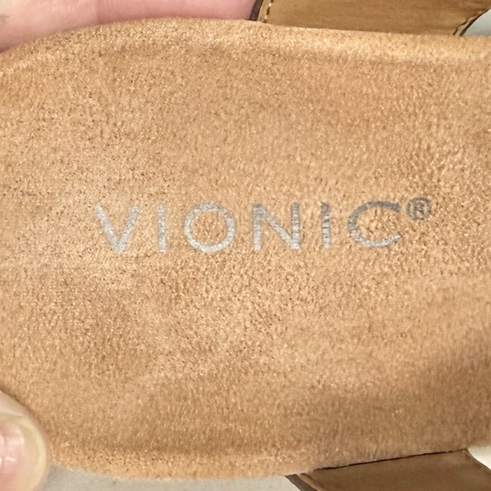 Vionic Tatiana Metallic Snake Print Cork Wedge Slingback Sandals US 9 UK 7
