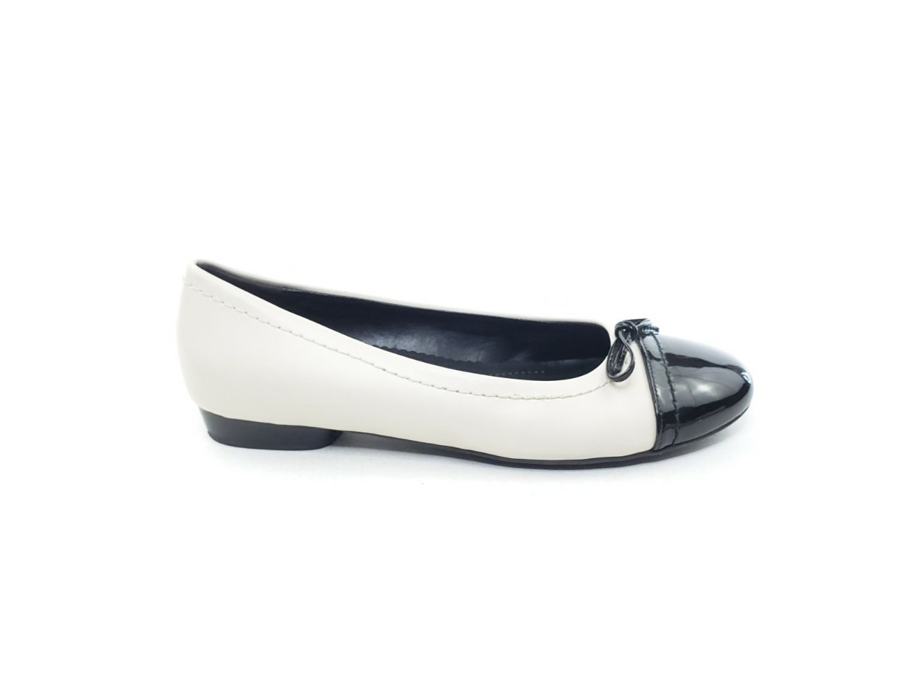 Ara Womens Ballet Flats White Black Patent Leather Cap Toe Bow Size 8