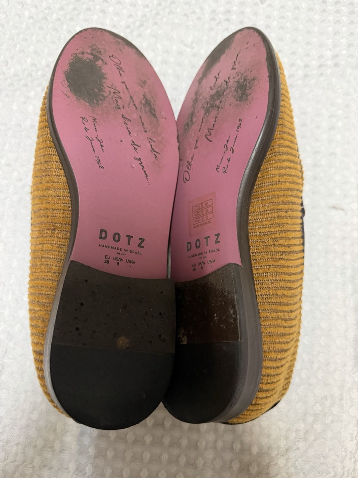 Dotz Corduroy Tassel Loafers Handmade In Brazil US 8 EU 38 Recycled Materials