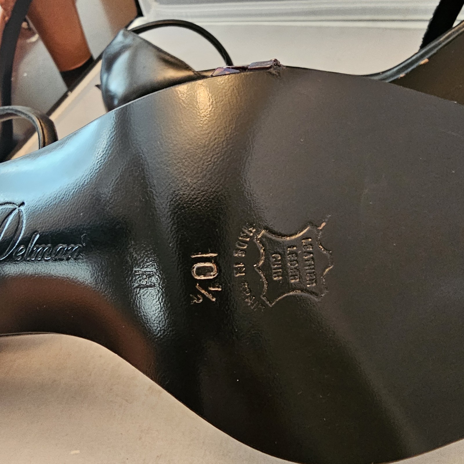 Delman Made in Spain Size 10.5 M Black Open Toe 4″ High Heels, See Pics for Cond