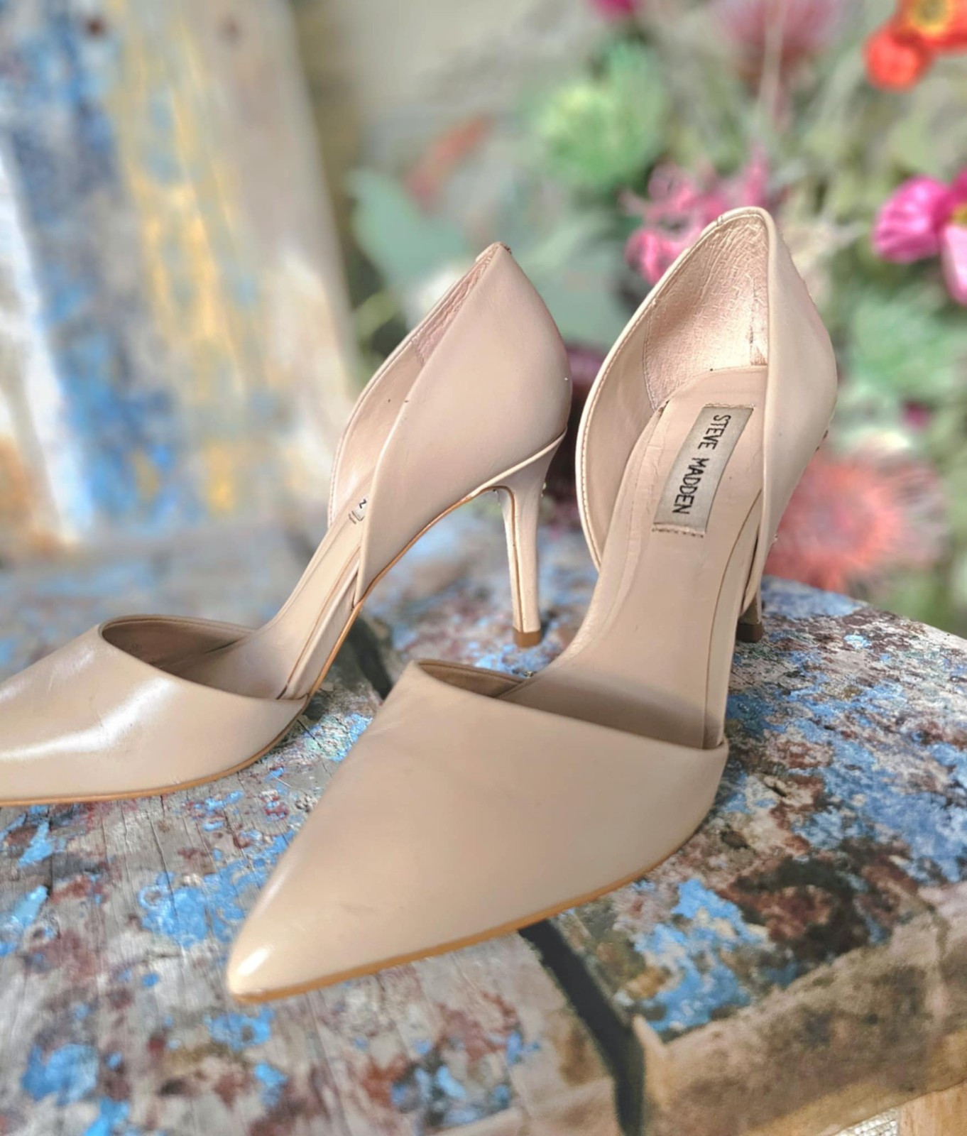 STEVE MADDEN Nude Beige Stilletto Closed Pointed Toe Heels Pumps SIZE AU 6.5 EUC