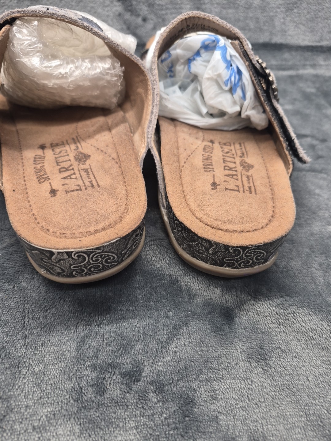 L’artiste Caelana By Spring Step slide Sandals 39 (USA 8.5) In Gray Tone