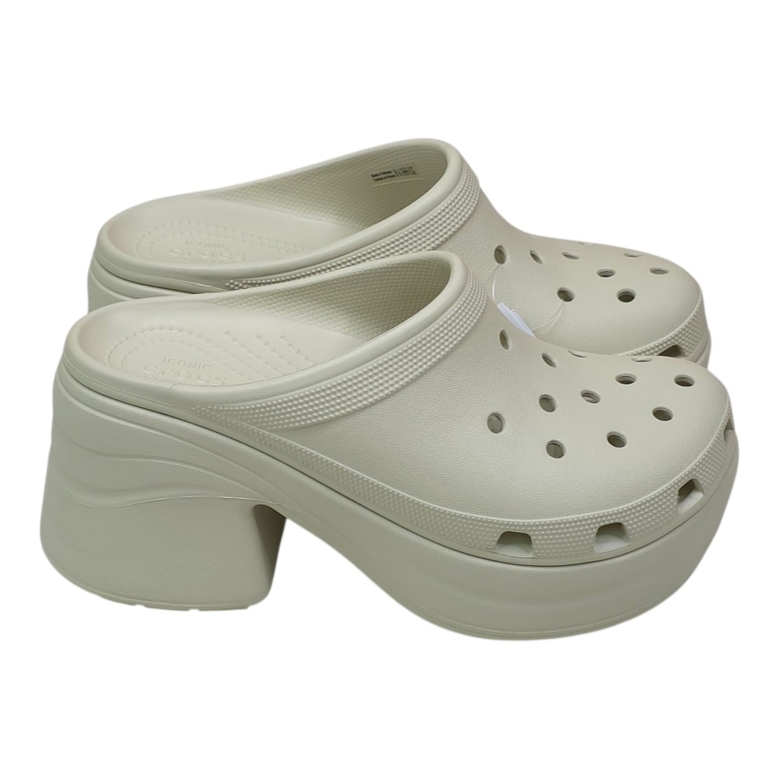 Crocs Siren Clog M9/W11 Cream Platform Slip-On Shoes 3 1/2″ Heel