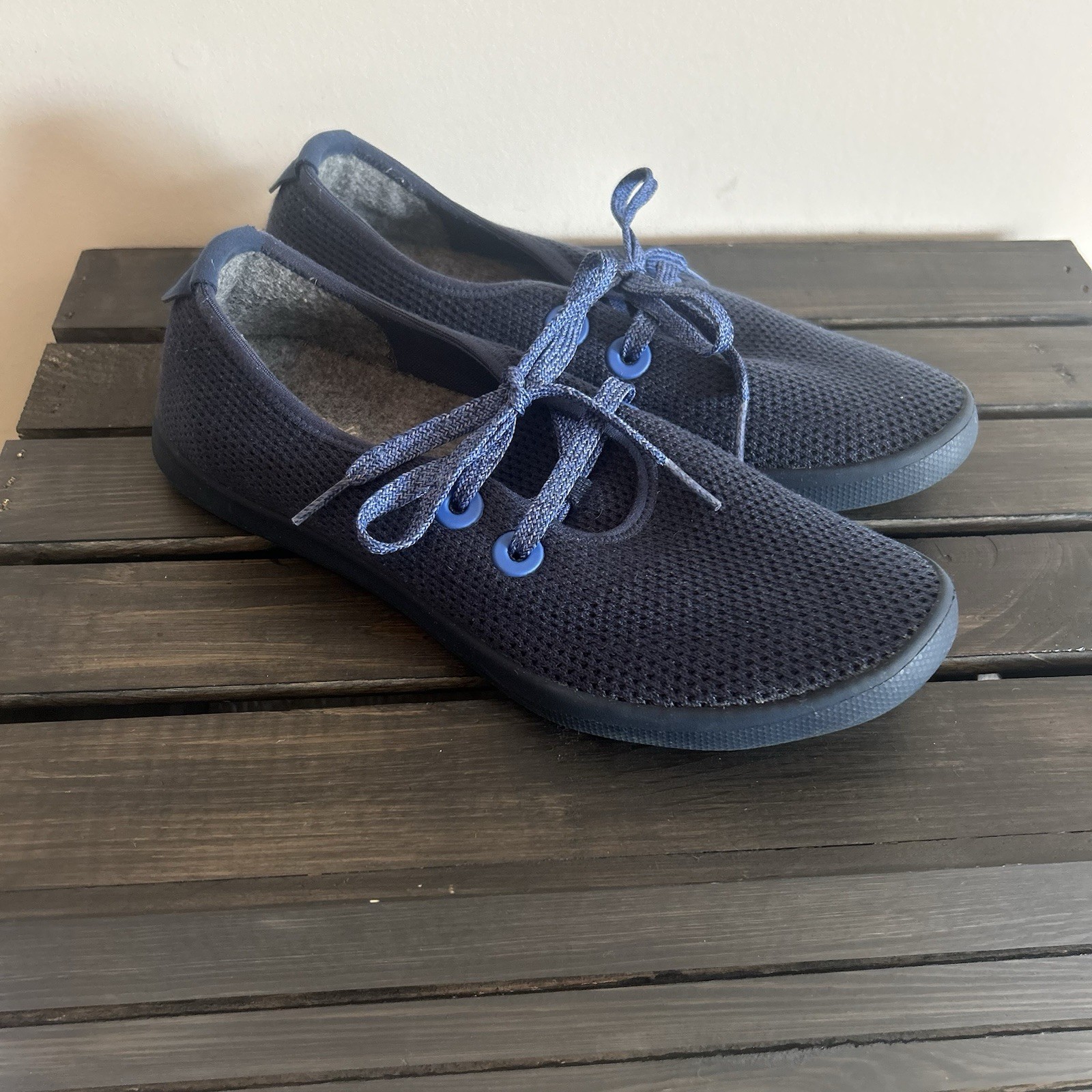Allbirds Women’s Tree Skipper Navy Blue Knit Fabric Sneakers Size 9