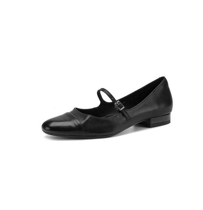 Women’s Leather Round Toe Slip-on Mary Janes Shoes Casual Daily Shoes Black