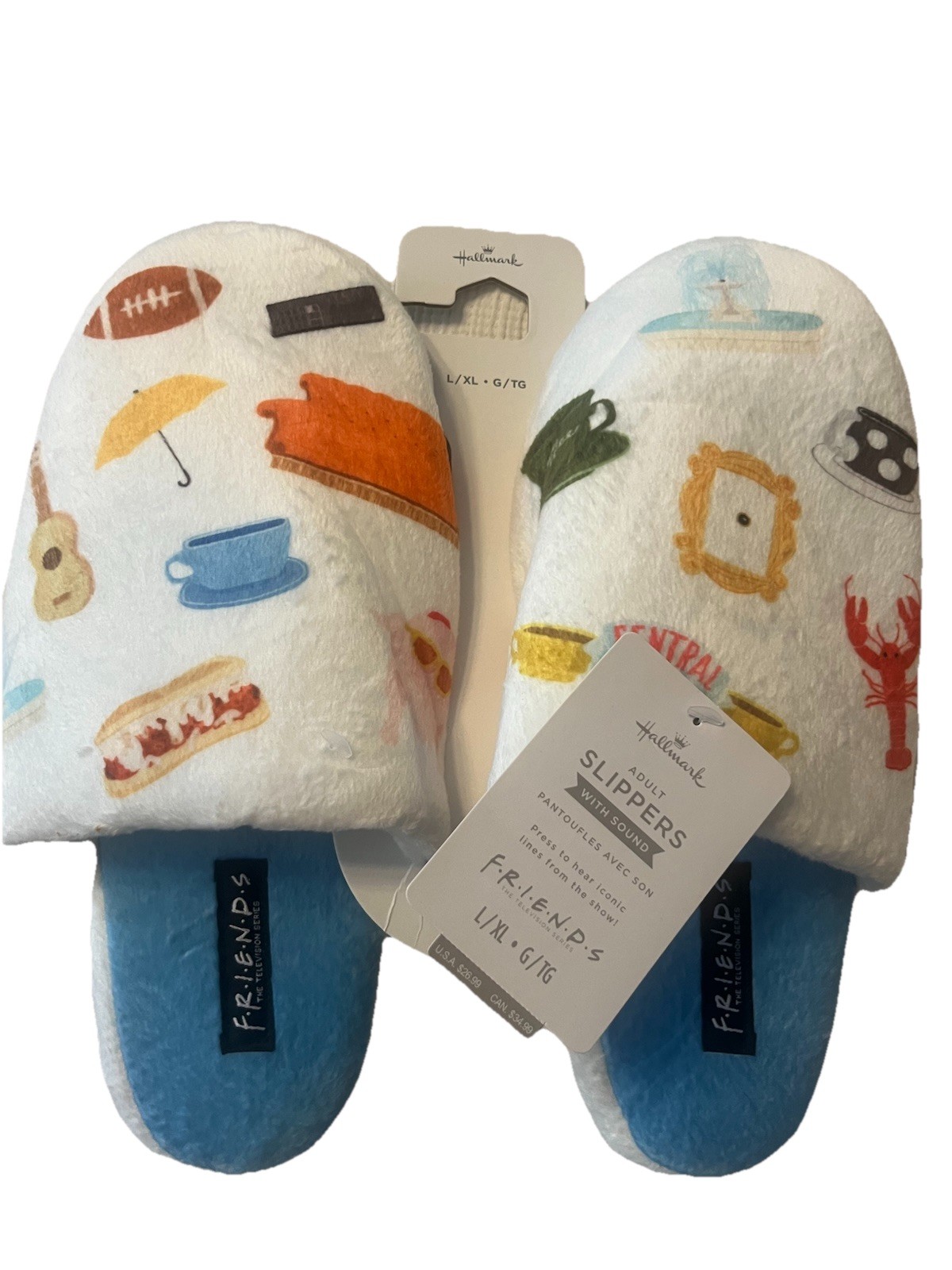 NWT F.R.I.E.N.D.S. TV Show Central Perk Hallmark Adult Slippers L/XL (No Sound)