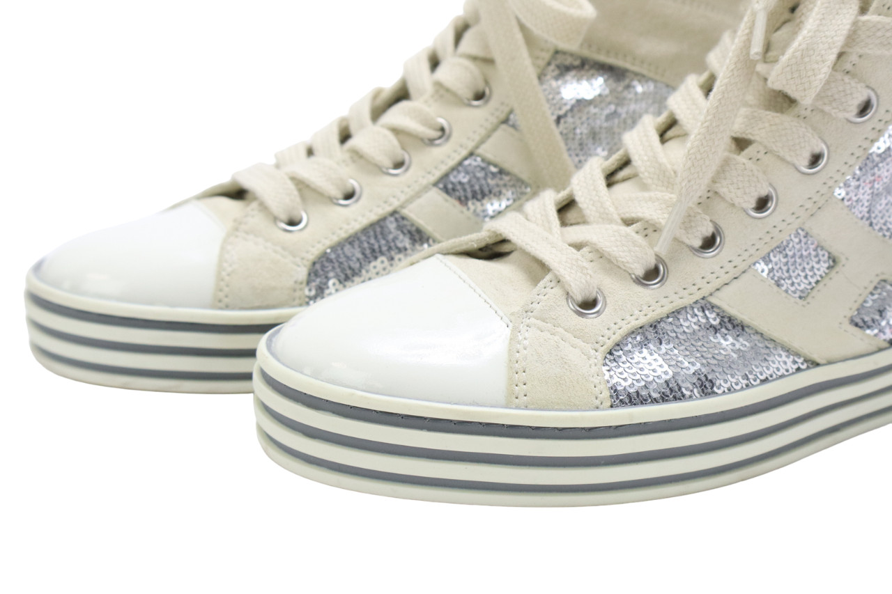 Hogan Sneakers Womens Eu 36 Shiny Ankle Round Lace Up Casual