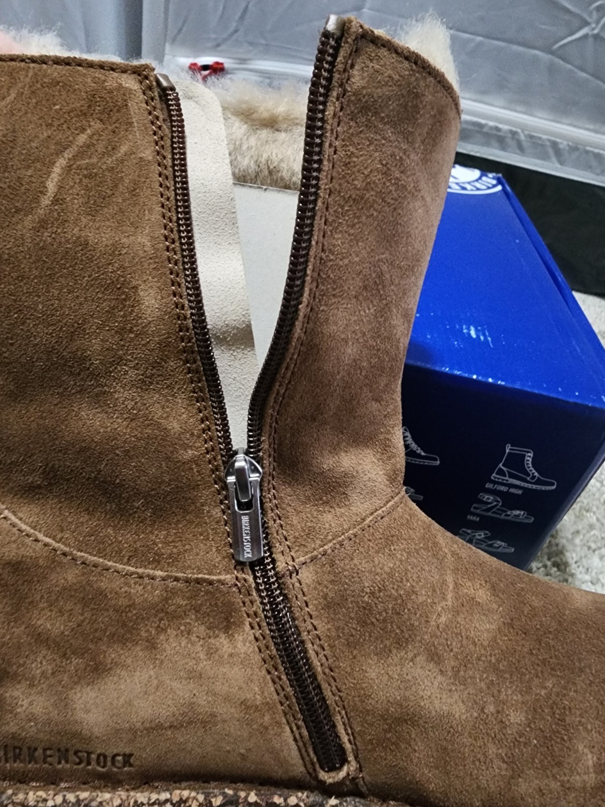 Birkenstock Uppsala Zip Shearling Boots Dark Tea US 10 EUR 41 Regular Wide NEW