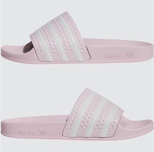 adidas Originals Adilette Slides Women’s Clear Pink White 3-Stripes Sandals