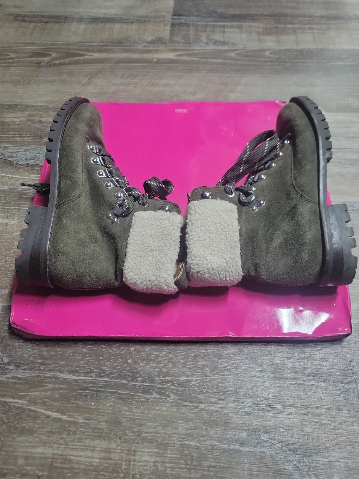 W..6.. M ..Rebecca Minkoff Jaylin Olive Green Suede Lace-Up Combat Hiking Boots