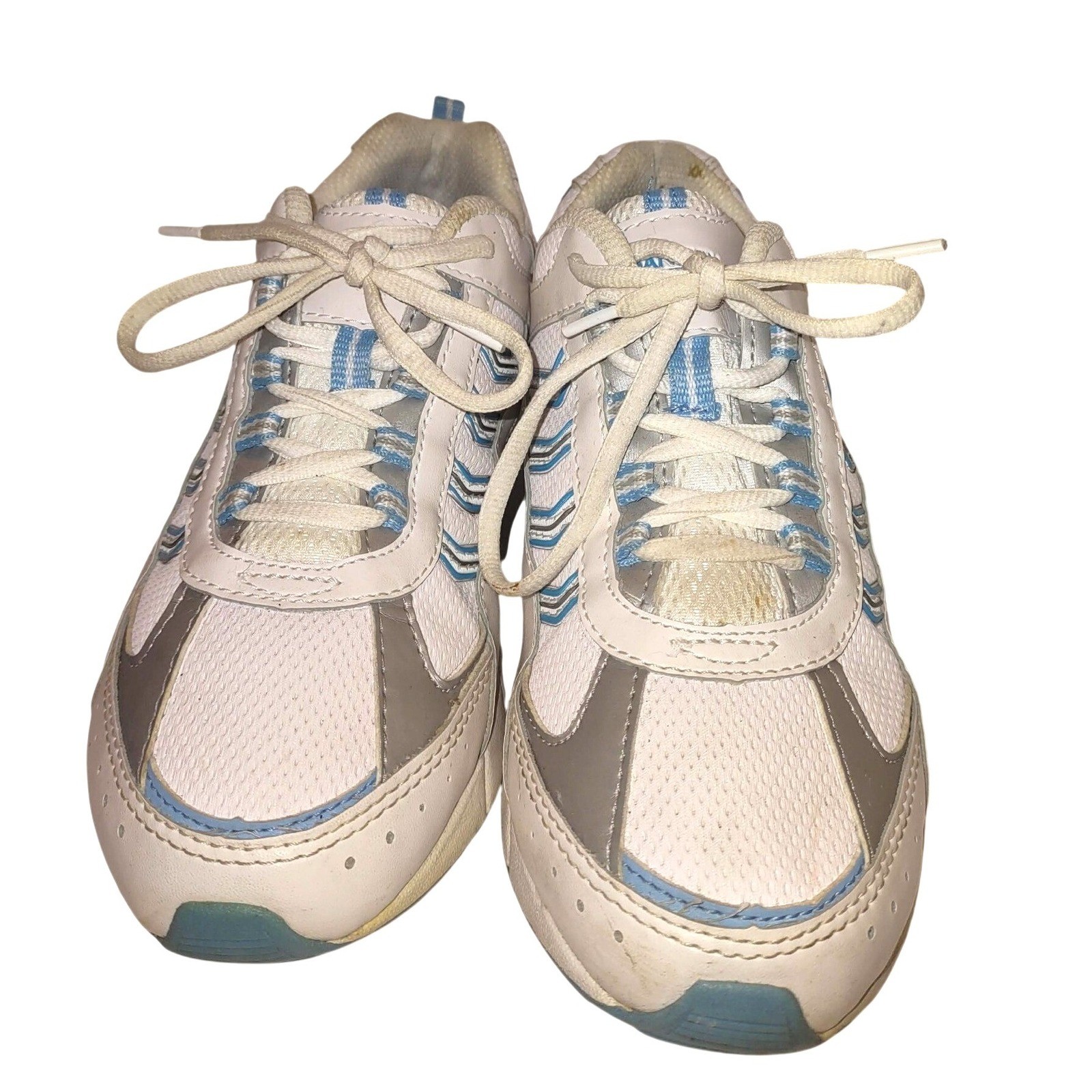 Danskin Now Joanie Womens 9 White Blue Silver Athletic Walking Sneakers 2585678