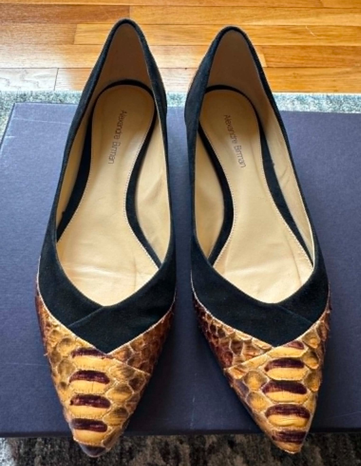 ALEXANDRE BIRMAN Python Snake Skin Suede Leather Ballerina Flats Size 37