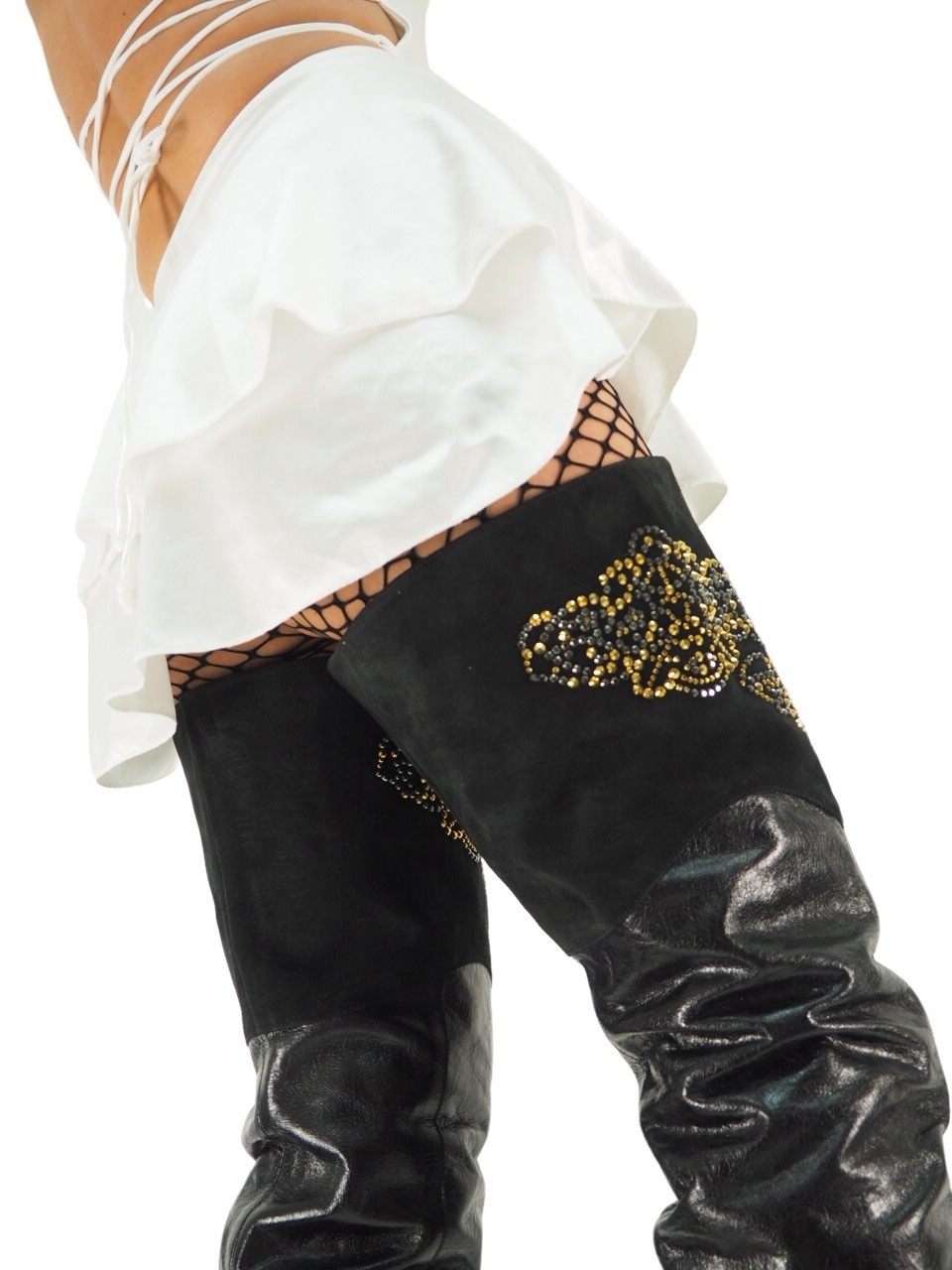 GIANRICO MORI GENUINE LEATHER LADIES STILETTO HIGH HEELS OVER THE KNEE BOOTS BLACK 40