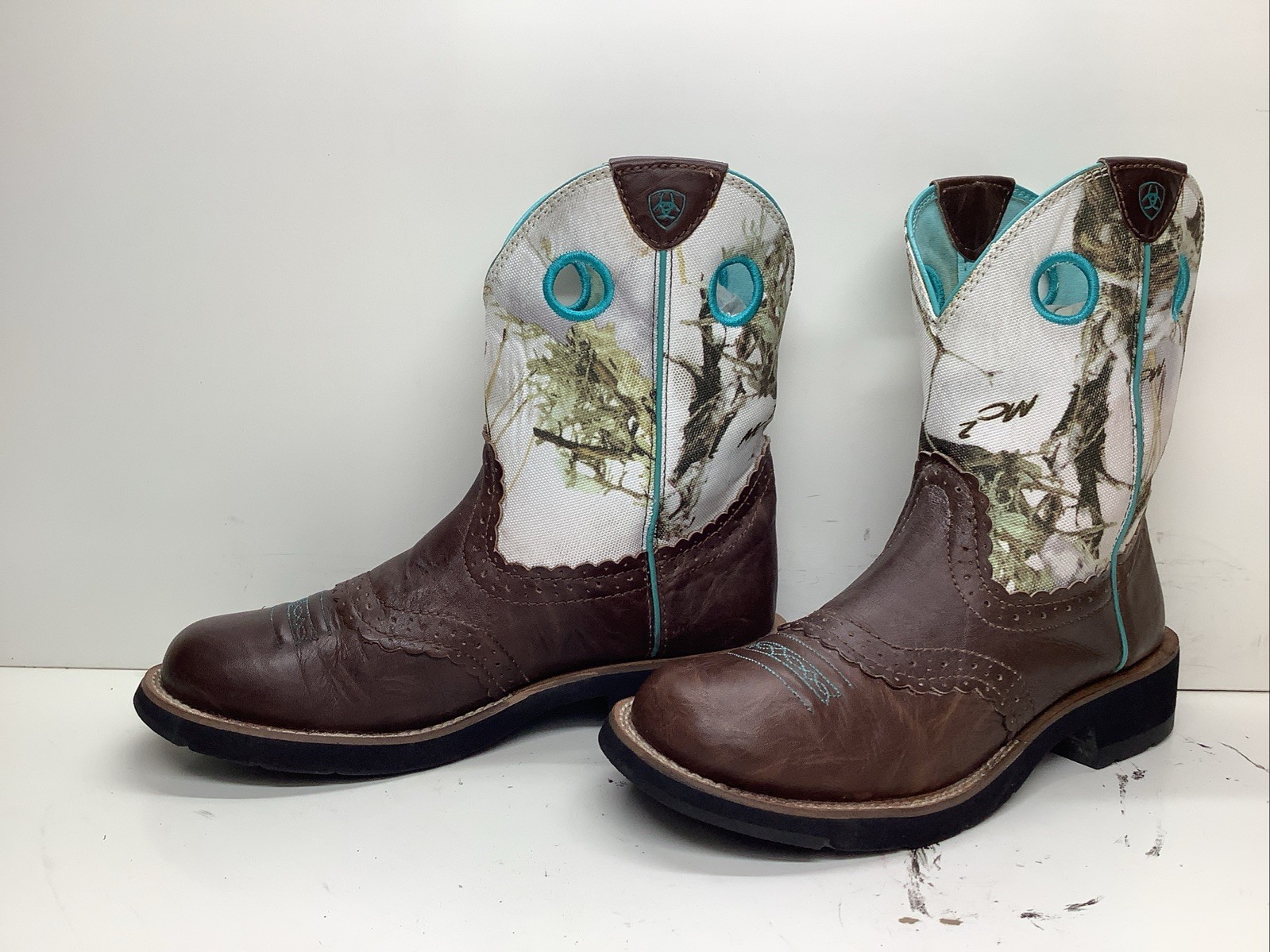 WOMENS ARIAT ATS COWBOY BROWN BUCKAROO BOOTS SIZE 7.5 B