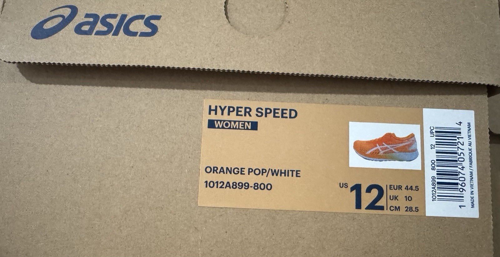 ASICS WOMEN’S HYPER SPEED ORANGE POP WHITE 1012A899-800 SHOES women size 12.0